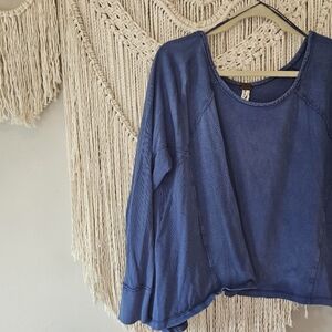 Free People Oversized Blue Women's Top